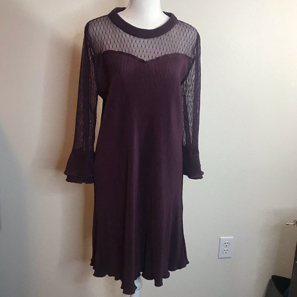 NWT boutique dress with Swiss dot sheer neck‎